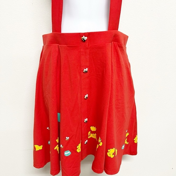 Disney Womens Winnie The Pooh Red Balloon Ride Suspender Skirt Size M - Picture 3 of 10